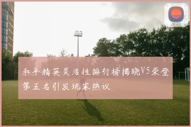 和平精英灵活性排行榜揭晓V5荣登第五名引发玩家热议